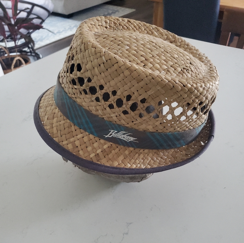Billabong Mens Tan and Blue Straw Fedora